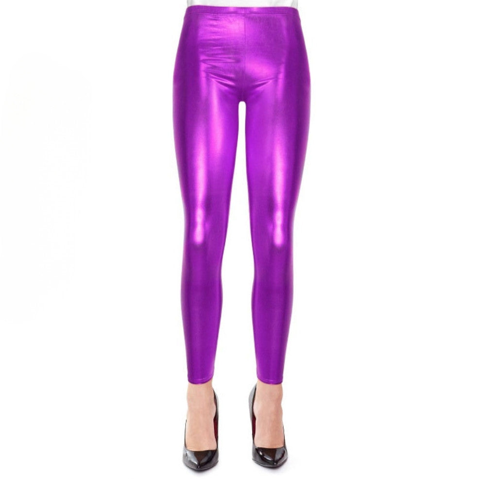 Violetter Metallic-Leggings für Erwachsene