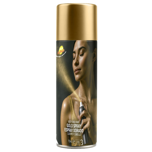 Goldenes Spray-Make-up für Körper und Haare