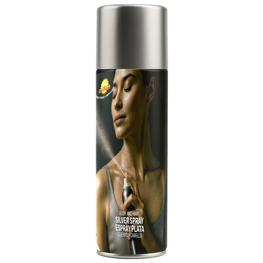 Silbernes Spray-Make-up für Körper und Haare
