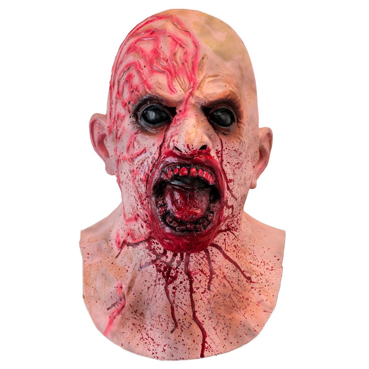 Blutiger Zombie-Latexmaske mit Hals