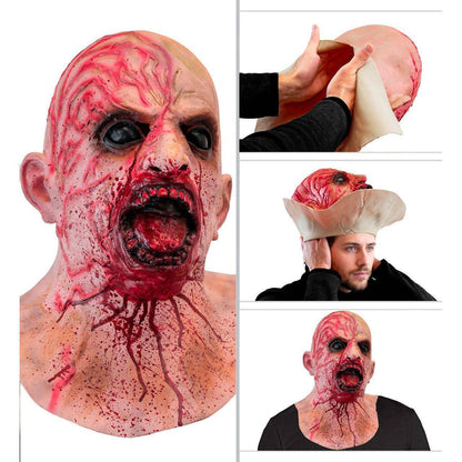 Blutiger Zombie-Latexmaske mit Hals