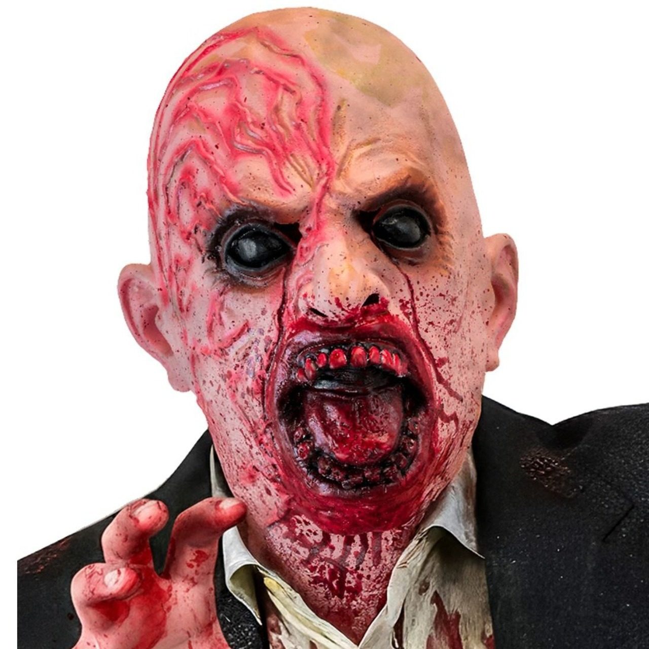 Blutiger Zombie-Latexmaske mit Hals