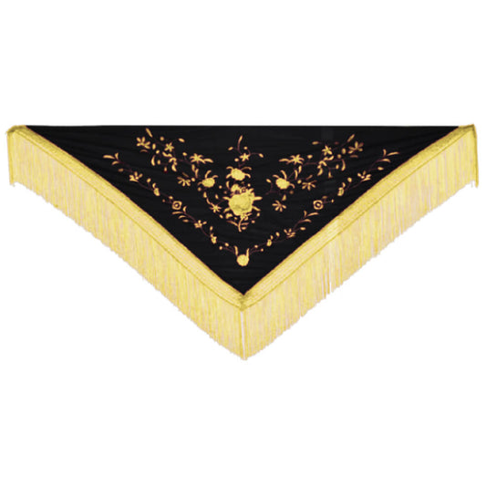 Besticktes schwarzes und gelbes Tuch