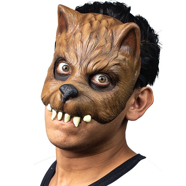 Braune Wolf-Halbmaske aus Latex