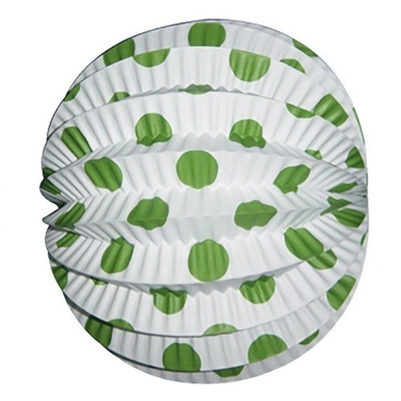Packung mit 12 weiße Kirmes Laternen mit grünen Punkten