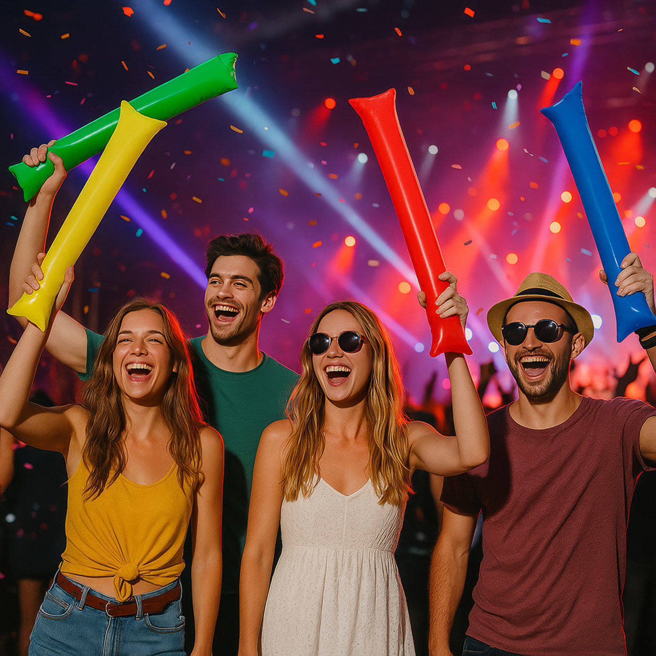 Pack mit 2 aufblasbaren Stöcken (verschiedene Farben)