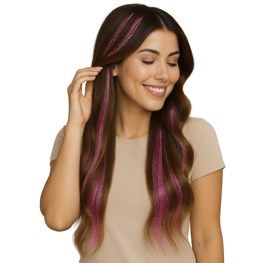 3er-Pack Glänzende Rosa Strähnen