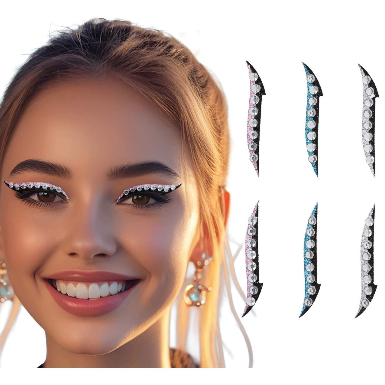 Packung mit 6 Eyeliner-Glitzersteine