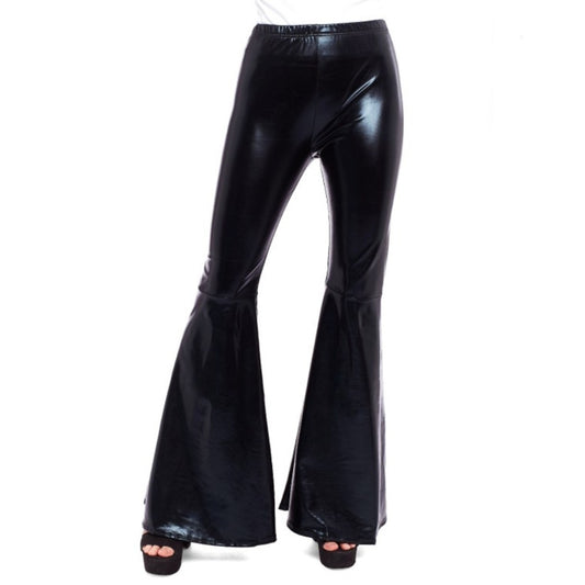 Schwarze metallische Schlaghose