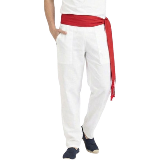Weiße San-Fermín-Hose mit Taschen