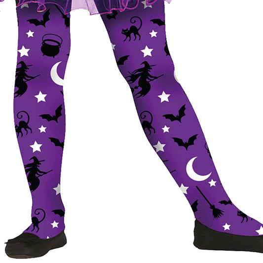 Hexe Strumpfhose Violett für Kinder