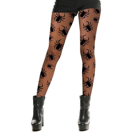 Netzstrumpfhose mit Spinnen