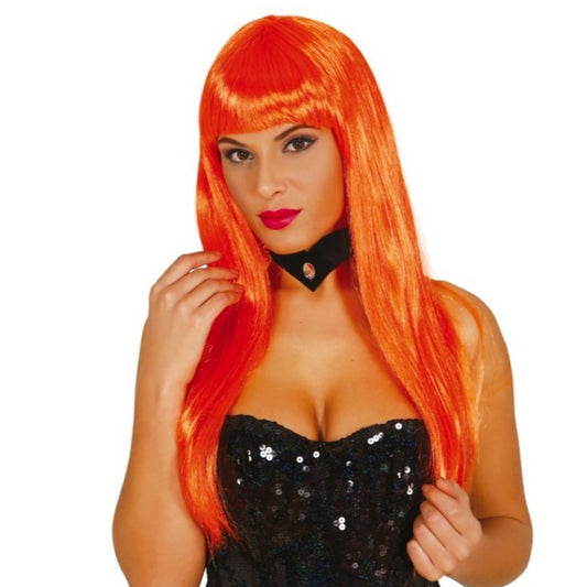 Orangefarbene Perücke mit Pony