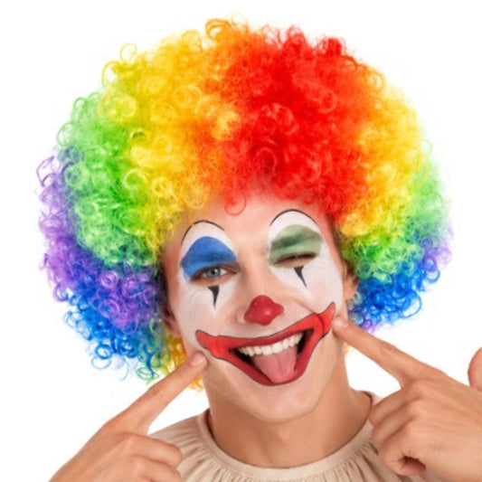 Clown-Perücke lockig, bunt