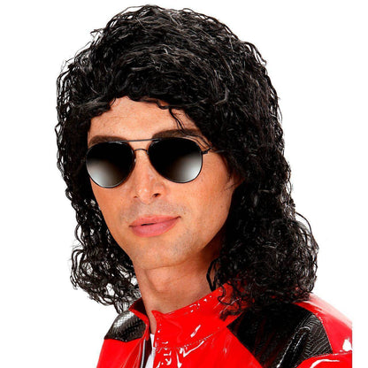Schwarze Lockenperücke Michael