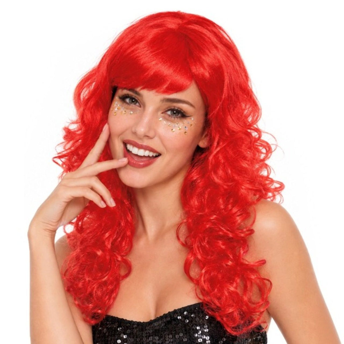Rote Locken-Perücke