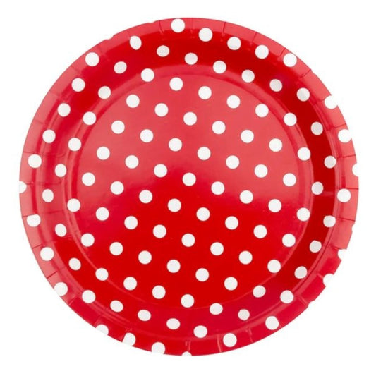 Kleine rote Partyteller mit Punkten