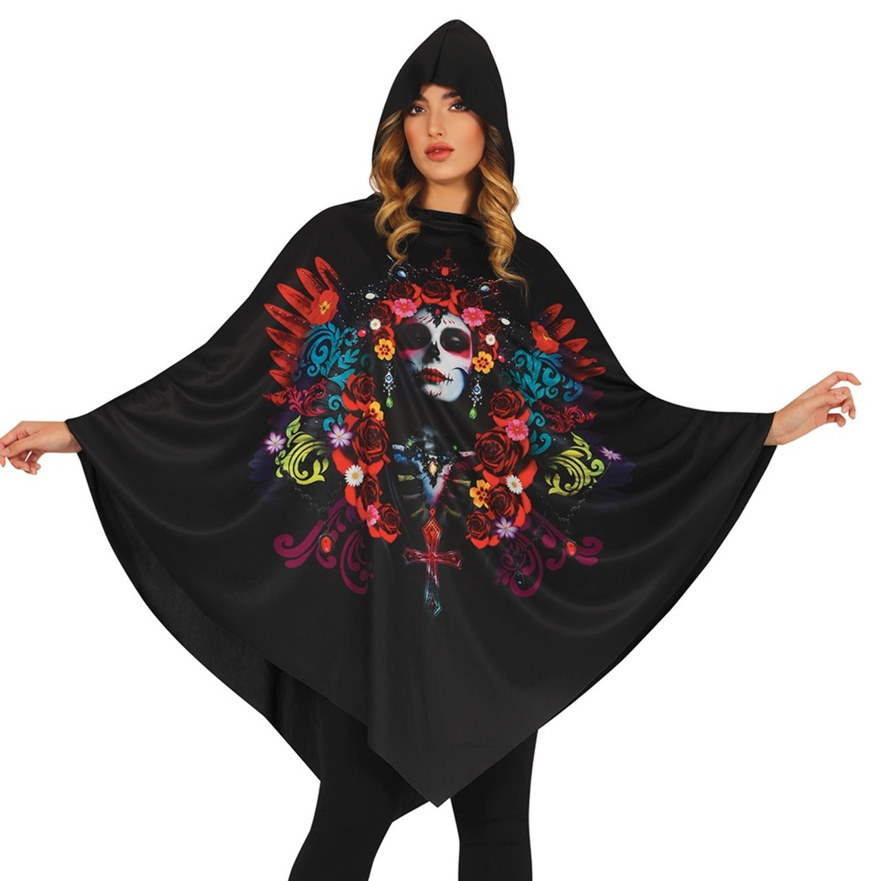 Catrina-Blumen-Poncho für Erwachsene