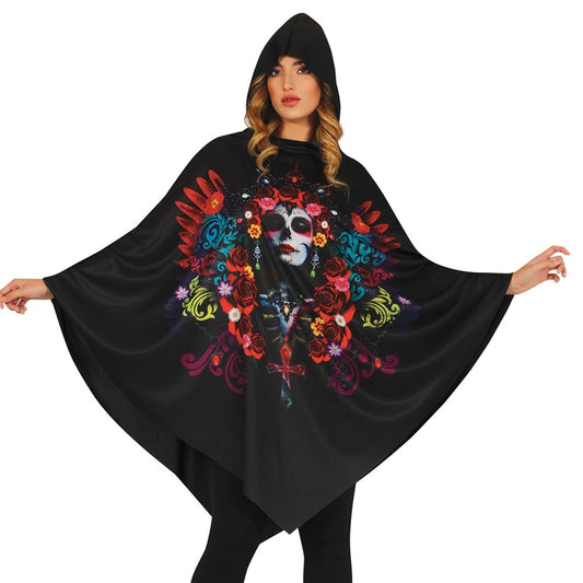 Catrina-Blumen-Poncho für Erwachsene