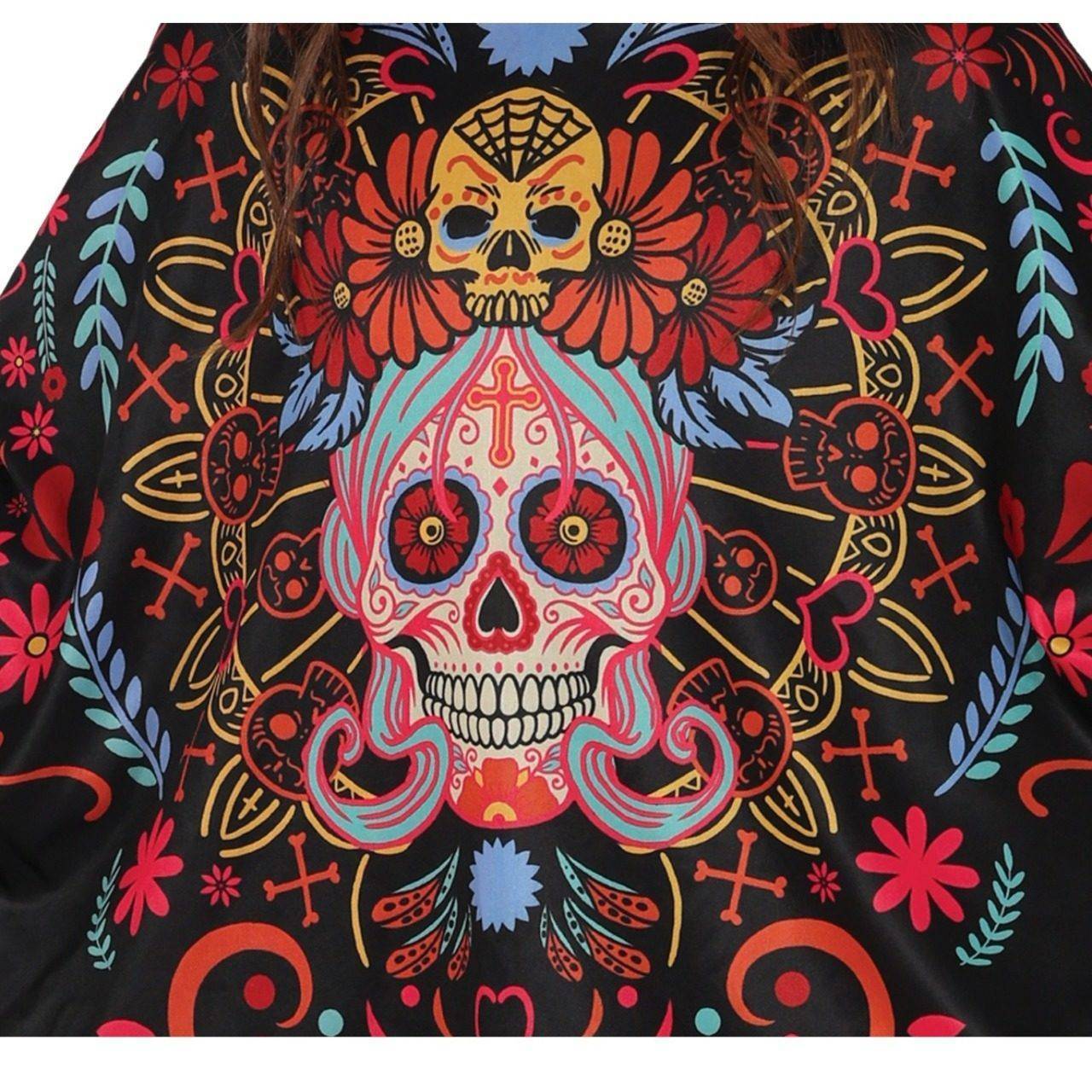 Catrina Totenkopf Poncho für Kinder