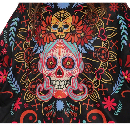 Catrina Totenkopf Poncho für Kinder