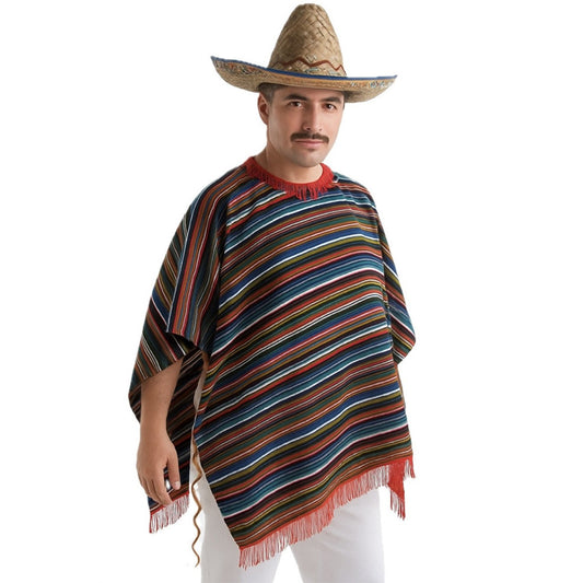 Gestreifter Mexikaner-Poncho für Erwachsene