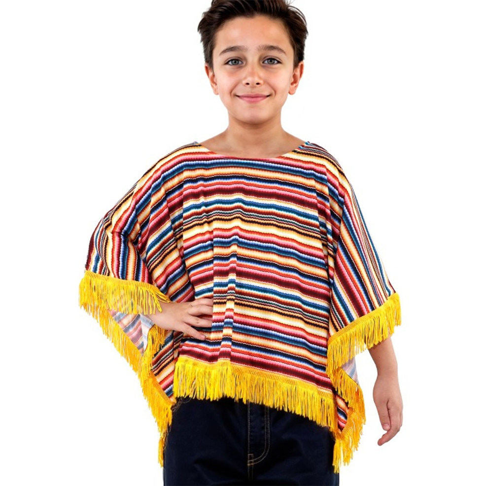 Mexikanischer Poncho mit Streifen für Kinder