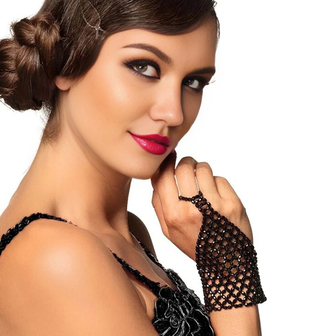 Schwarzes 20er-Jahre-Fingerarmband