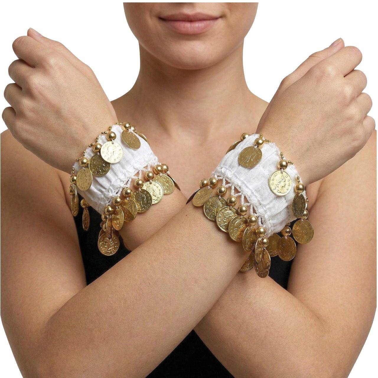 Weiße Zigeunerin-Armbänder mit Münzen
