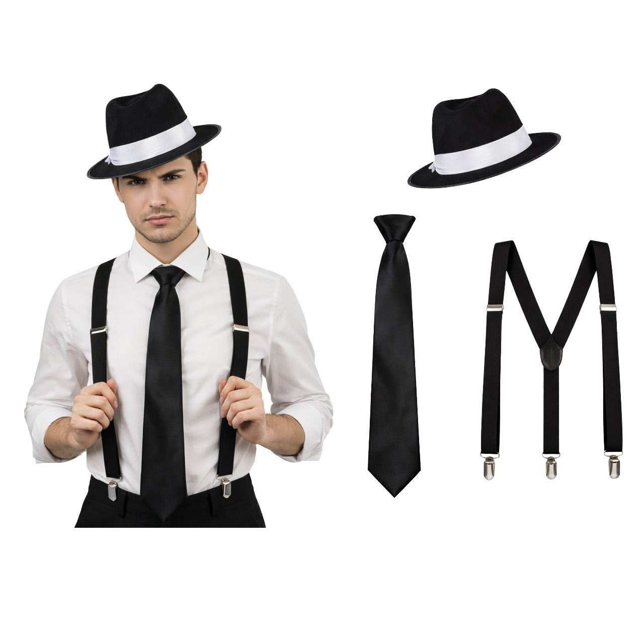 Schwarzes Gangster-Set