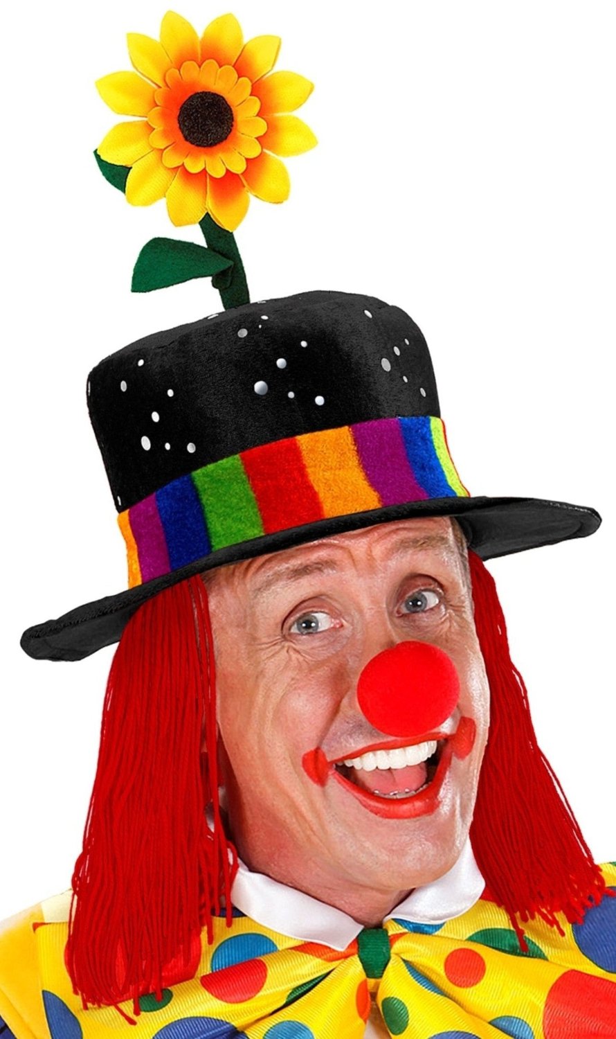 Schwarzer Clownhut mit Haaren