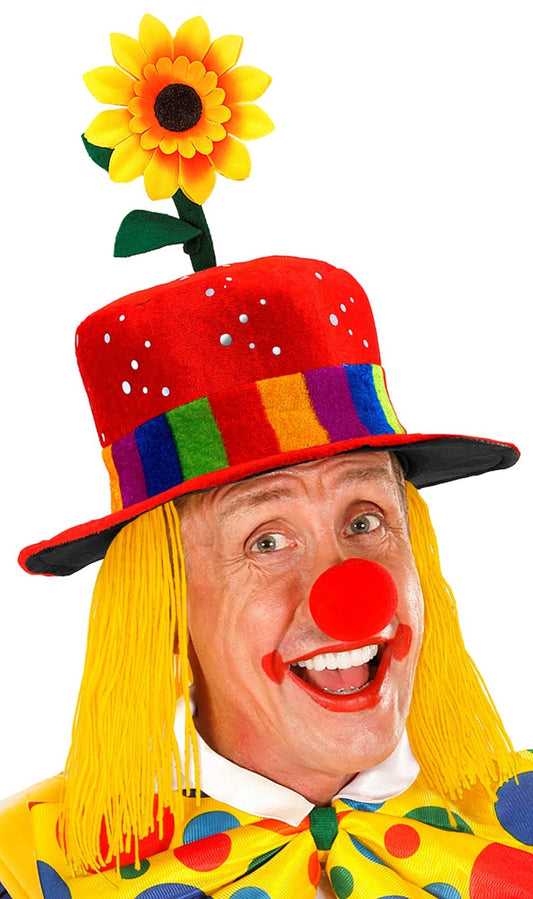 Roter Clownhut mit Haaren