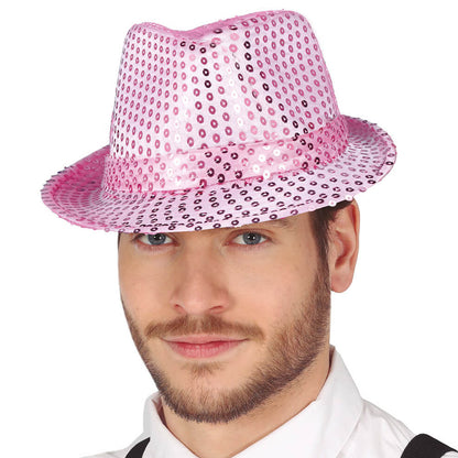 Rosa Gangster-Hut mit Pailletten