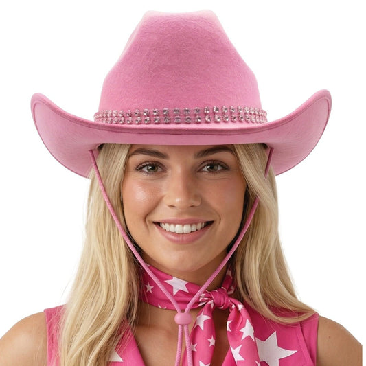Rosa Cowboyhut mit Strasssteinen