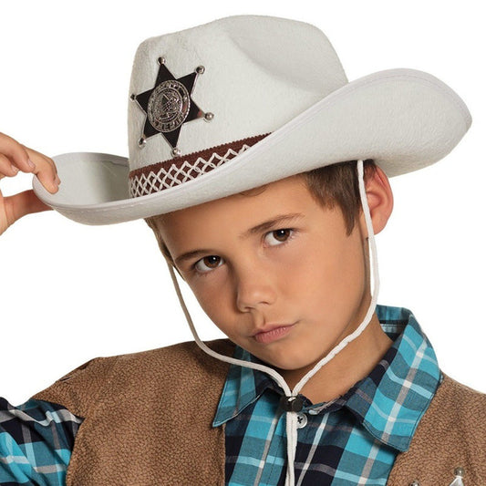 Cowboyhut-Sheriff weiß für Kinder