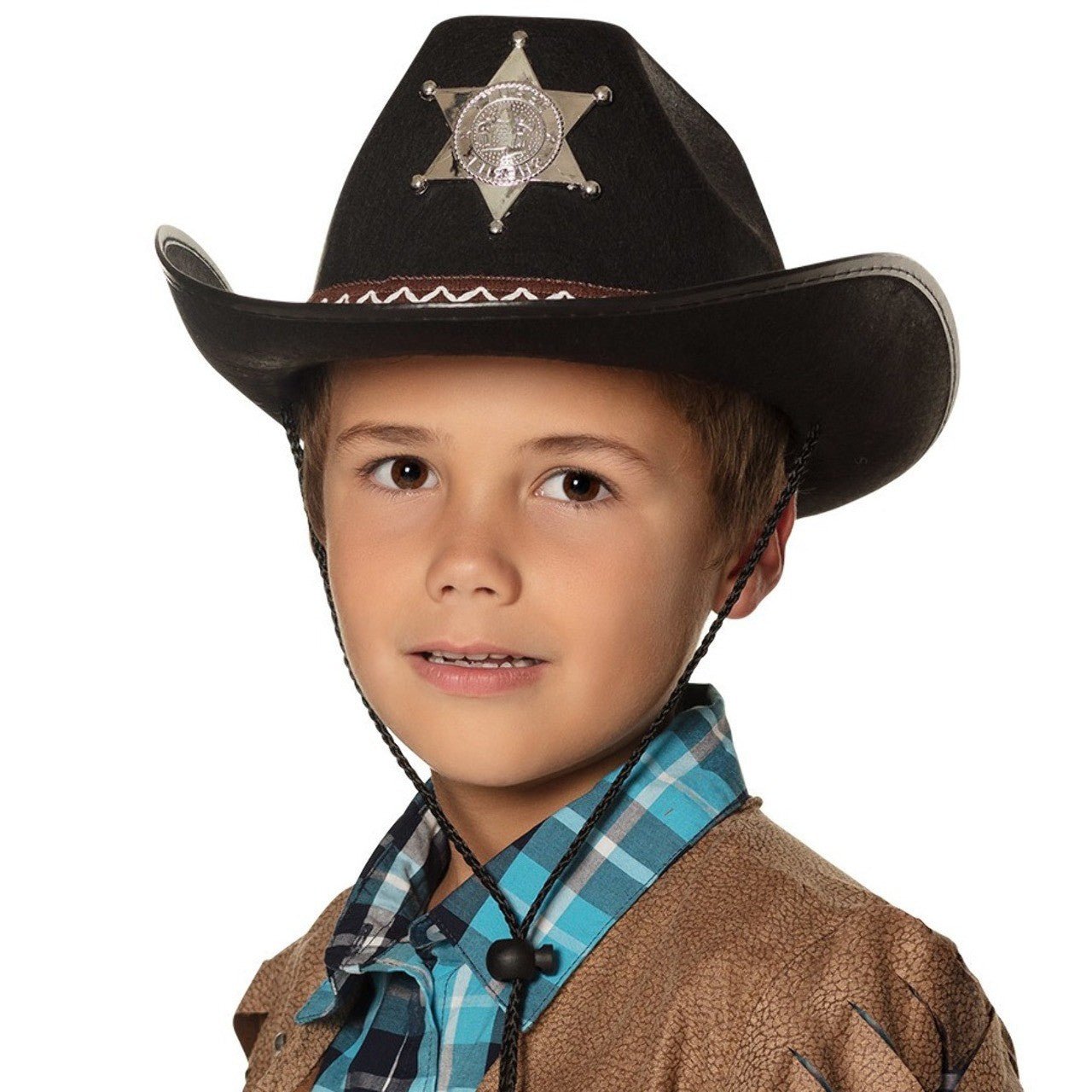 Cowboyhut-Sheriff schwarz für Kinder 