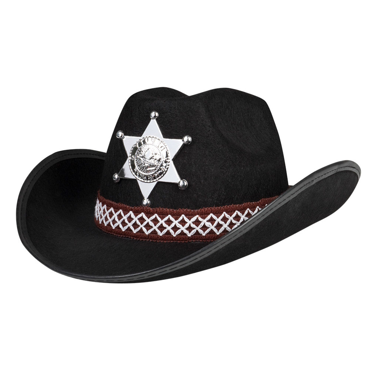 Cowboyhut-Sheriff schwarz für Kinder 