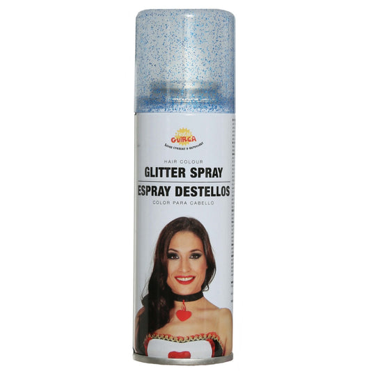 Blaues Glitzer-Haarspray
