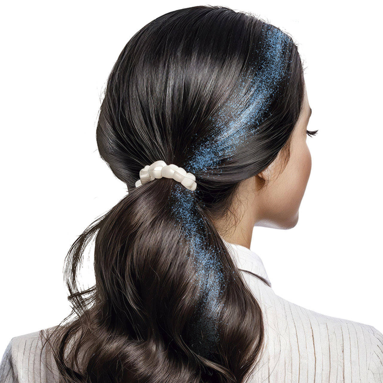 Blaues Glitzer-Haarspray