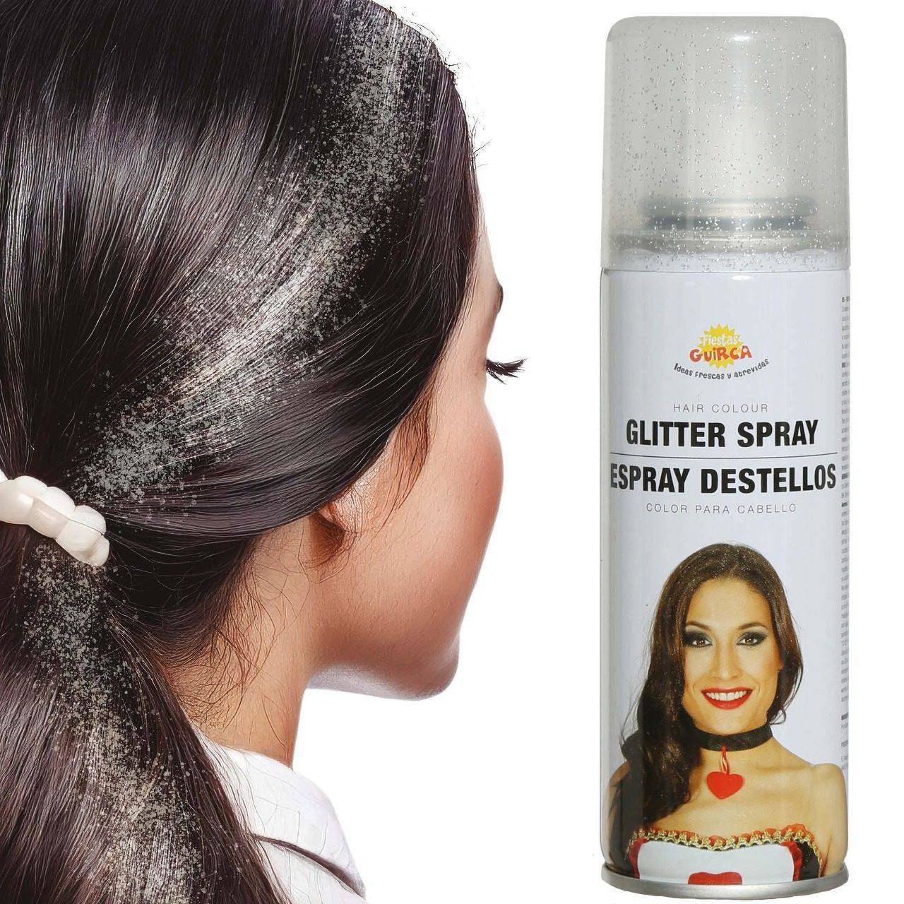 Silbernes Glitzer-Haarspray