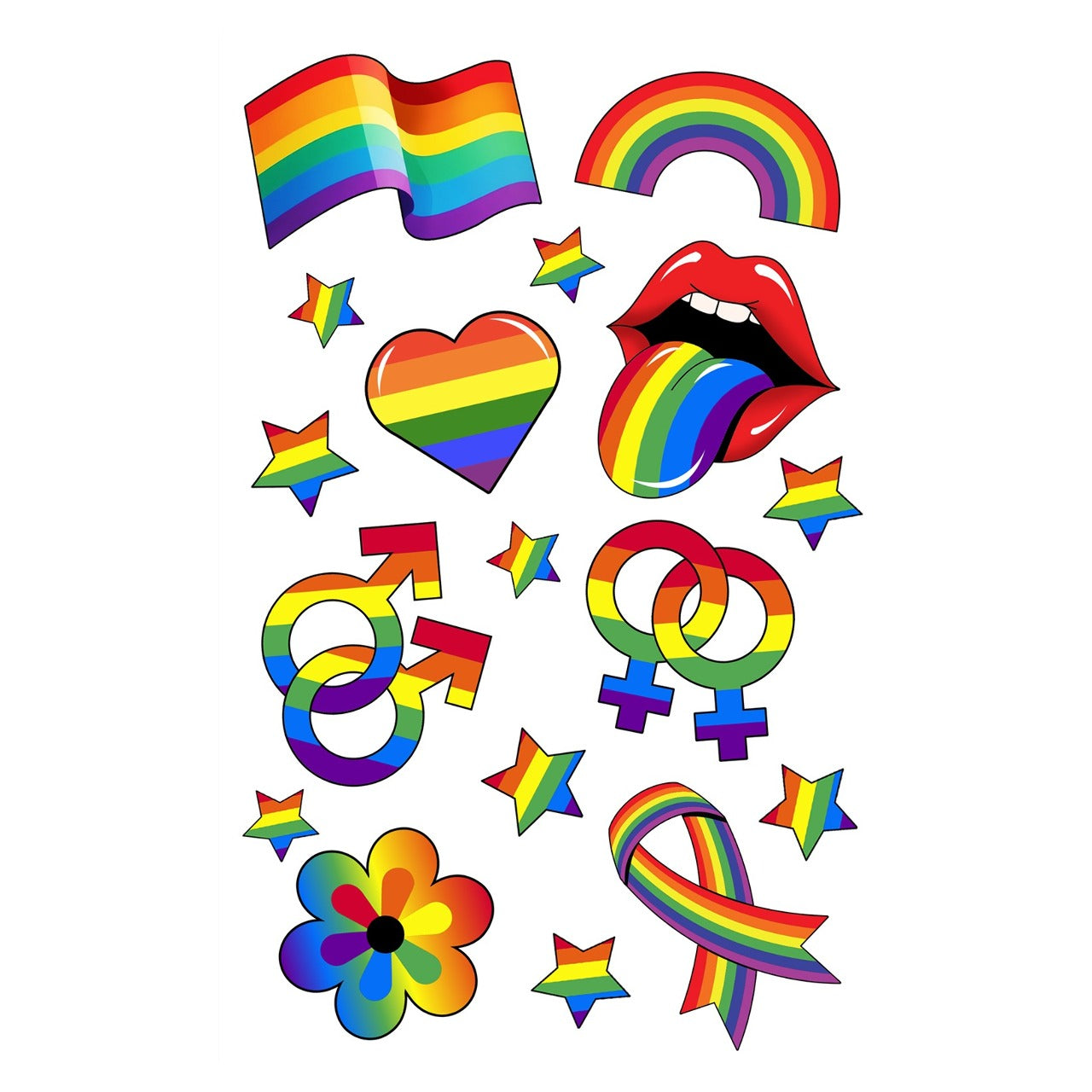 Bunte Regenbogen-Tattoos Pride