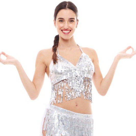 Pailletten-Top silber