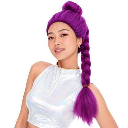 Lila K-Pop-Sängerin-Flechtzopf mit Clip