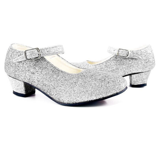 Silberne Glitzer-Schuhe mit Absatz