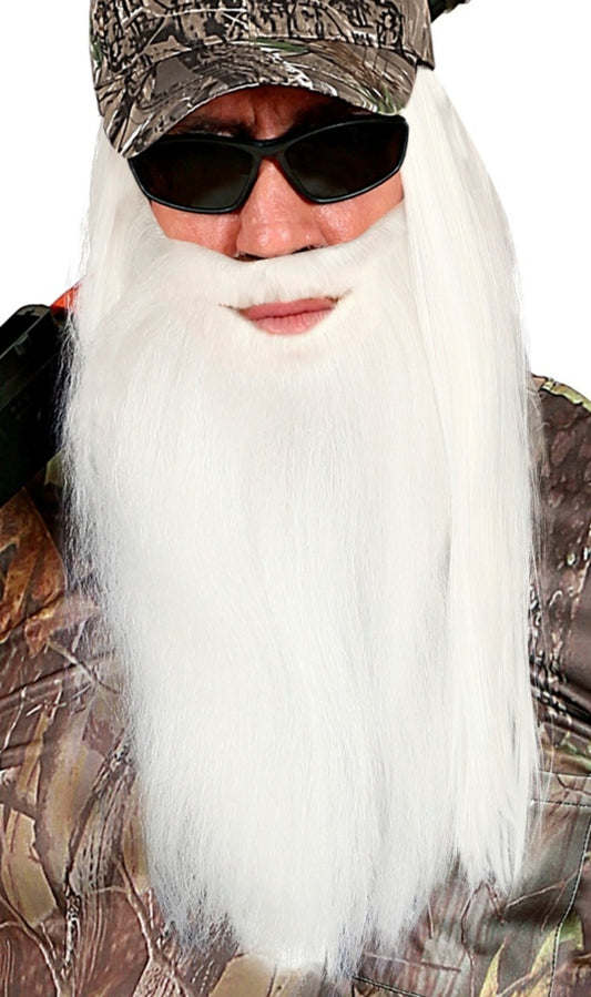 Langer weißer Bart mit Schnurrbart
