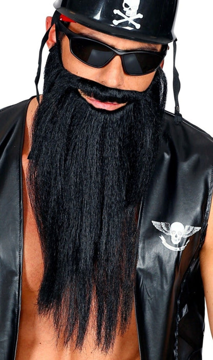 Langer schwarzer Bart mit Schnurrbart