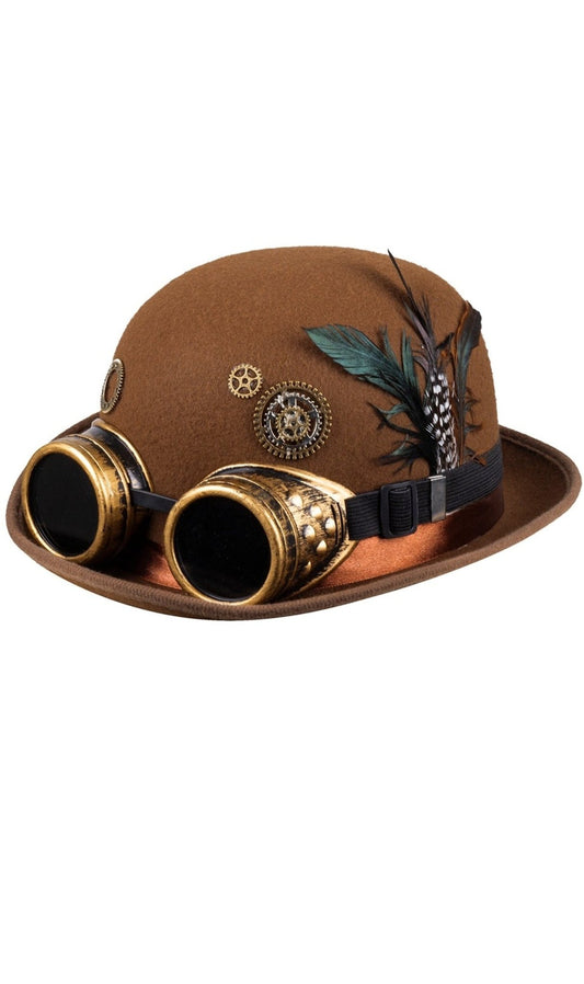 Steampunk-Bowler Hut mit Brille