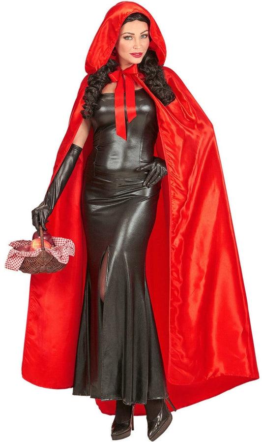 Roter Satin Kapuzen Cape