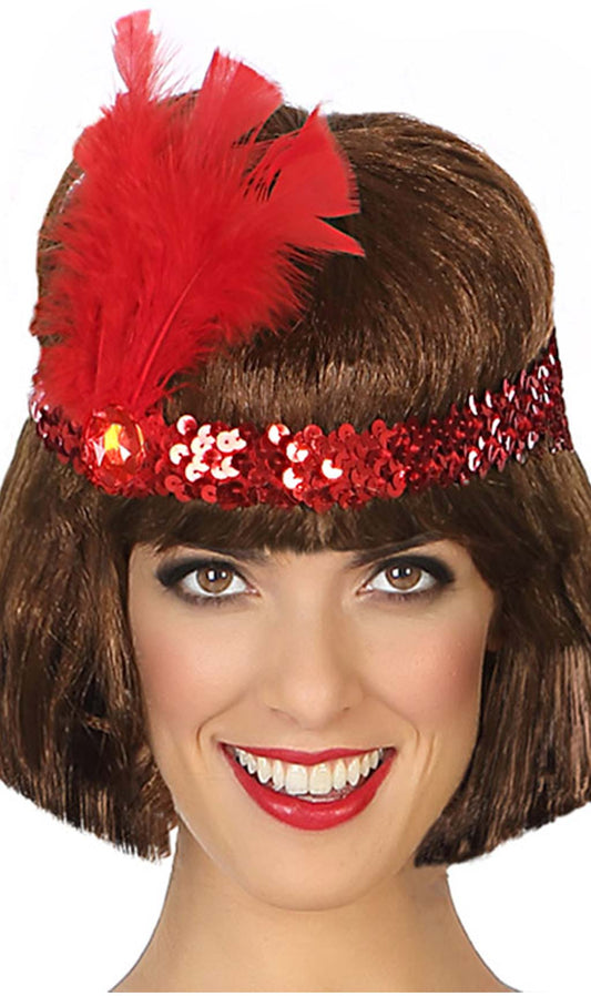 Charleston Pailetten Stirnband rot