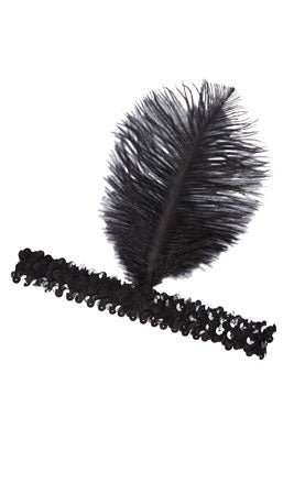 Charleston-Stirnband mit Federschmuck in Schwarz